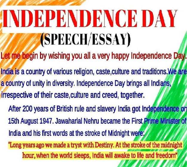 speech on independence day class 3